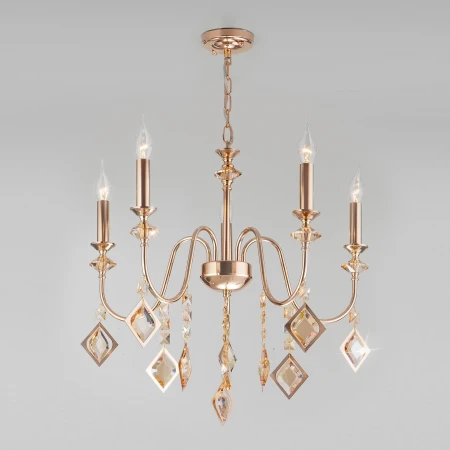 Классическая подвесная люстра Eurosvet 10110/5 золото/тонированный хрусталь Strotskis