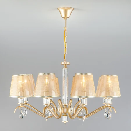 Подвесная люстра с абажурами Eurosvet 60103/8 перламутровое золото
