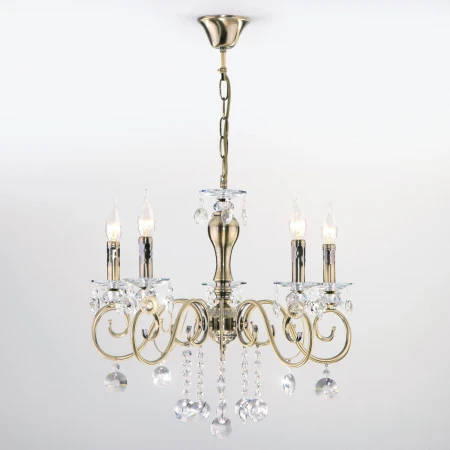 Подвесная люстра с хрусталем Eurosvet 10104/5 античная бронза/прозрачный хрусталь Strotskis