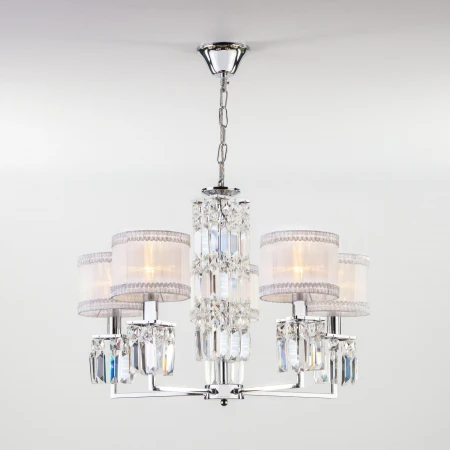 Подвесная люстра с хрусталем Eurosvet 10099/5 хром/прозрачный хрусталь Strotskis