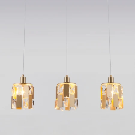 Подвесной светильник с хрусталем Eurosvet 50101/3 перламутровое золото