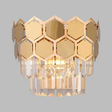 Настенный светильник с хрусталем Eurosvet 10113/2 золото/прозрачный хрусталь Strotskis