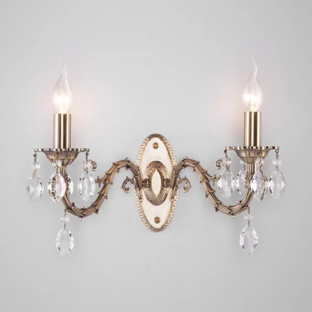 Классическое бра с хрусталем Eurosvet 10102/2 античная бронза/прозрачный хрусталь Strotskis