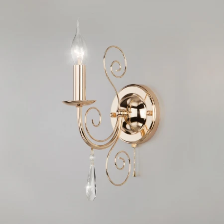 Бра классическое с хрусталем Eurosvet 10094/1 золото/прозрачный хрусталь Strotskis