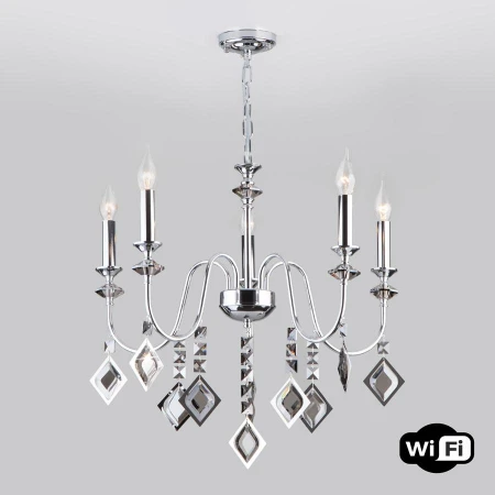 Люстра Eurosvet 10120/5 хром/дымчатый хрусталь Strotskis Smart Telao Люстра Eurosvet 10120/5 хром/дымчатый хрусталь Strotskis Smart Telao