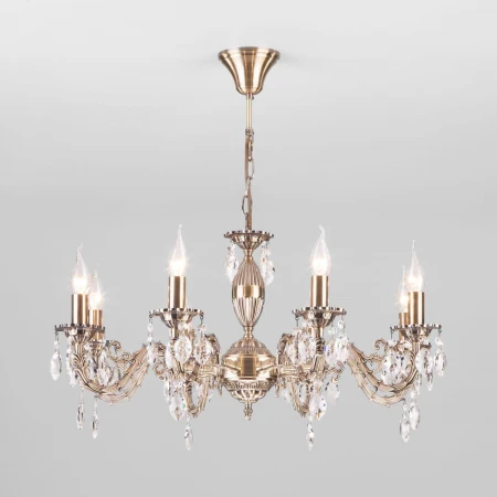 Подвесная люстра Eurosvet 10102/8 античная бронза/прозрачный хрусталь Strotskis