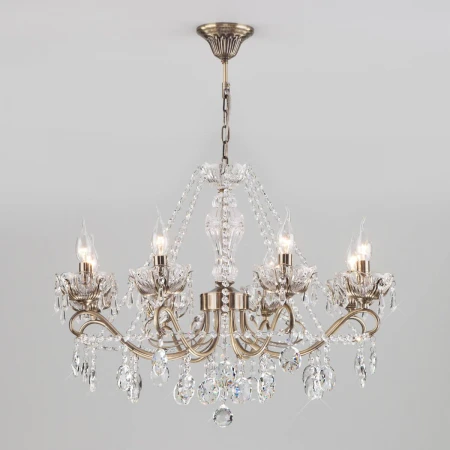 Подвесная люстра Eurosvet 10103/8 античная бронза/прозрачный хрусталь Strotskis