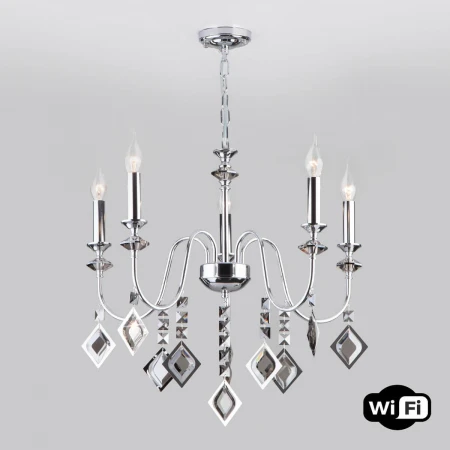 Подвесная люстра Eurosvet Telao 10120/5 хром/дымчатый хрусталь Strotskis Smart