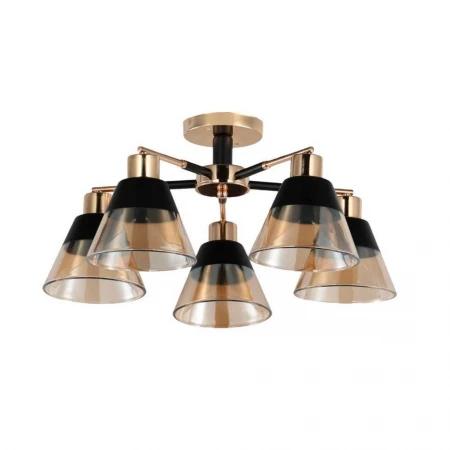 Потолочная люстра ЭкономСвет 12209/5BK+FGD AMB+BK