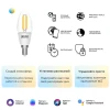 Лампа светодиодная диммируемая филаментная Gauss Smart Home Filament E14 4,5W 2000-6500K прозрачная 1250112 Лампа светодиодная диммируемая филаментная Gauss Smart Home Filament E14 4,5W 2000-6500K прозрачная 1250112