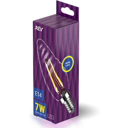 Лампа светодиодная филаментная REV TC37 E14 7W 2700K DECO Premium свеча на ветру 32431 7