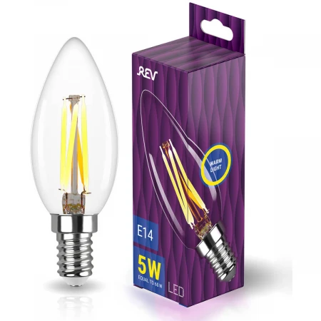 Лампа светодиодная филаментная REV С37 E14 5W 2700K DECO Premium теплый свет свеча 32359 4
