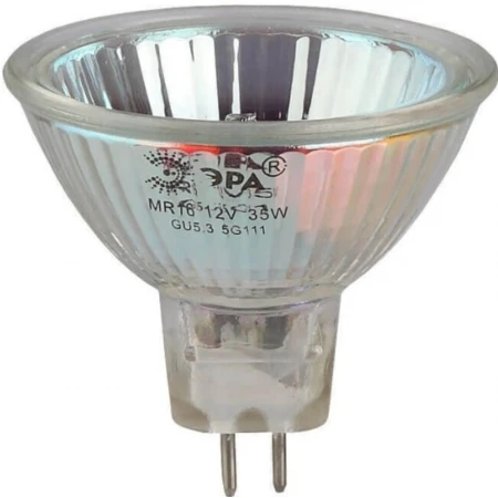 Лампа галогенная ЭРА GU5.3 35W 3000K прозрачная GU5.3-MR16-35W-12V-CL C0027355