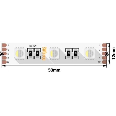 Светодиодная лента SWG 19,2W/m  60Led/m 5050SMD RGB/теплый белый 5M SWG560-12-19.2-RGB+WW-M 010116