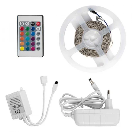 Лента светодиодная General GLS-5050-30-7.2-12-IP20-PRO-RGB-5-KIT готовый комплект 5м с адаптером и IR контроллером