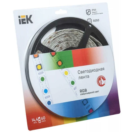 Лента светодиодная 5м блистер LSR-5050RGB60-14,4-IP65-12V IEK LSR2-3-060-65-1-05
