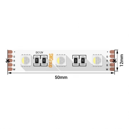 Светодиодная лента SWG 19,2W/m  60Led/m 5050SMD RGB/холодный белый 5M SWG560-12-19.2-RGB+W-M 009713