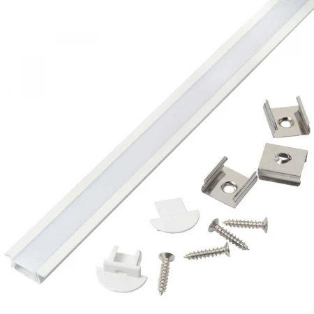 Профиль General GAL-GLS-2000-7-22-W белый (2м профиль+2м рассеиватель+2 скобы +4 скобы с шурупами)