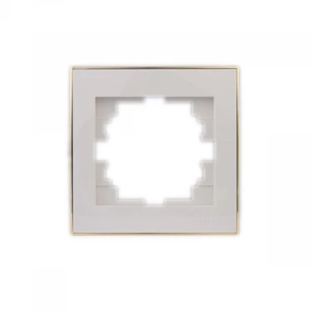 Рамка 1-ая горизонтальная Lezard Rain белая с бок. вст. золото 703-0226-146