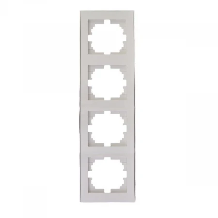 Рамка 4-ая вертикальная Lezard Rain белая с бок. вст. хром 703-0225-154