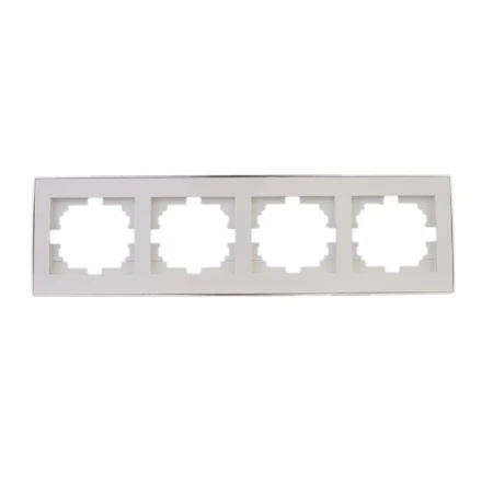 Рамка 4-ая горизонтальная Lezard Rain белая с бок. вст. хром 703-0225-149