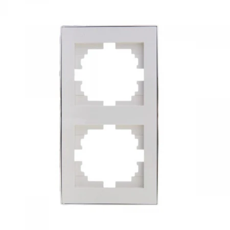 Рамка 2-ая вертикальная Lezard Rain белая с бок. вст. хром 703-0225-152