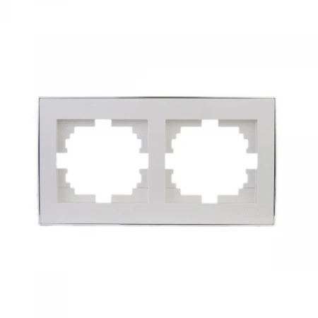 Рамка 2-ая горизонтальная Lezard Rain белая с бок. вст. хром 703-0225-147