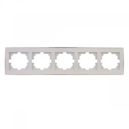 Рамка 5-ая горизонтальная Lezard Rain белая с бок. вст. золото 703-0226-150