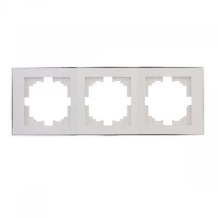 Рамка 3-ая горизонтальная Lezard Rain белая с бок. вст. хром 703-0225-148