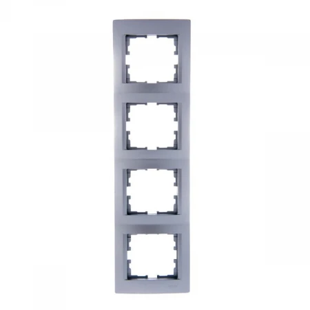 Рамка 4-ая вертикальная Lezard Karina серебро 707-4300-154