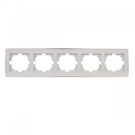 Рамка 5-ая горизонтальная Lezard Rain белая с бок. вст. хром 703-0225-150