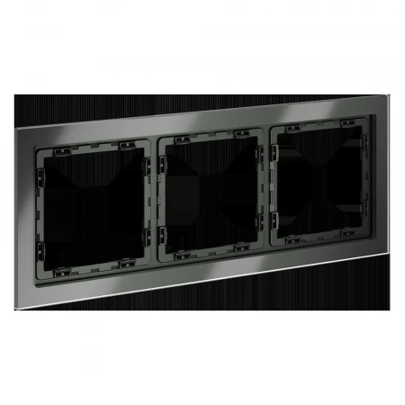 Рамка стеклянная Voltum S70 на 3 поста, (титан, стекло) VLS110306