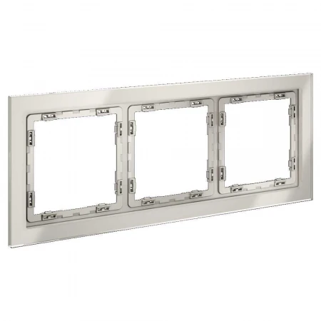 Рамка стеклянная Voltum S70 на 3 поста, (кашемир, стекло) VLS110303