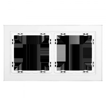 Рамка стеклянная Voltum S70 на 2 поста, (белый,матовый,стекло) VLS110202