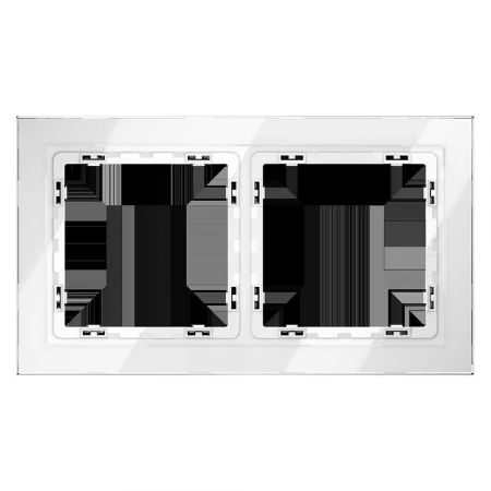 Рамка стеклянная Voltum S70 на 2 поста, (белый, стекло) VLS110201