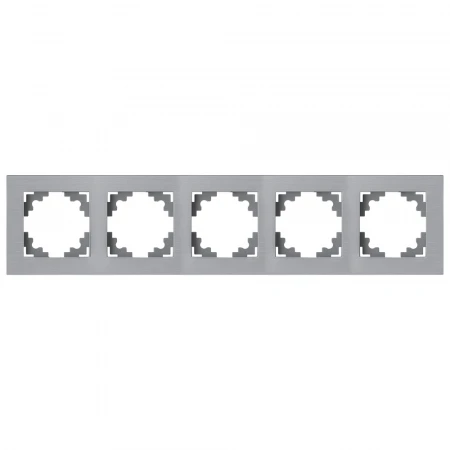 Рамка 5-местная, металл, STEKKER, MFR00-7005-03, серия Катрин, серебро 50027