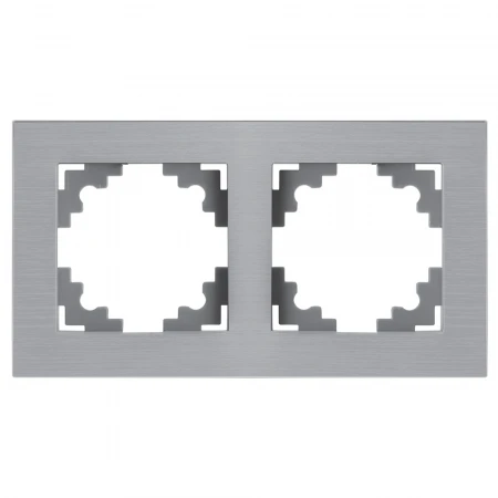 Рамка 2-местная, металл, STEKKER, MFR00-7002-03 , серия Катрин, серебро