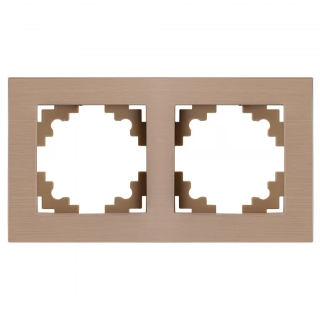 Рамка 2-местная, металл, STEKKER, MFR00-7002-02 , серия Катрин, шампань