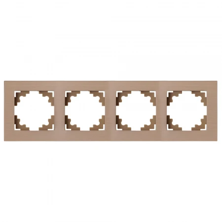 Рамка 4-местная, металл, STEKKER, MFR00-7004-02, серия Катрин, шампань 50022