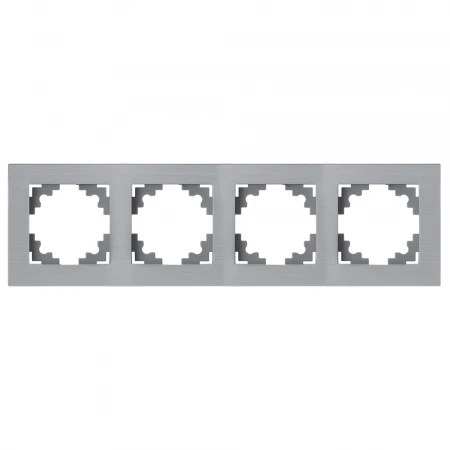 Рамка 4-местная, металл, STEKKER, MFR00-7004-03, серия Катрин, серебро 50023