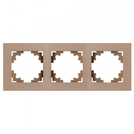 Рамка 3-местная, металл, ,STEKKER, MFR00-7003-02, серия Катрин, шампань 50018