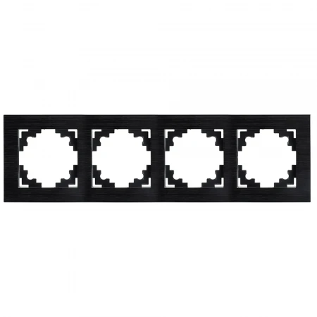 Рамка 4-местная, металл, STEKKER MFR00-7004-05, серия Катрин, черный 50024