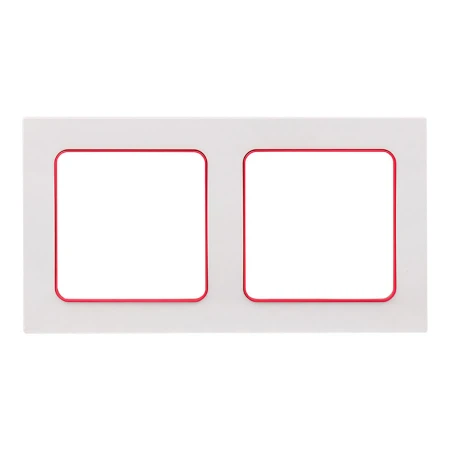 Стокгольм Рамка 2-местная белая с линией цвета красный EKF PROxima EXM-G-305-20