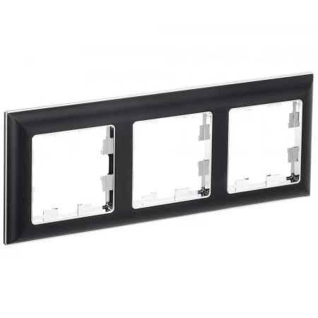 BRITE Рамка 3-местная РУ-3-Бр хром/черный IEK BR-M32-12-2-K23
