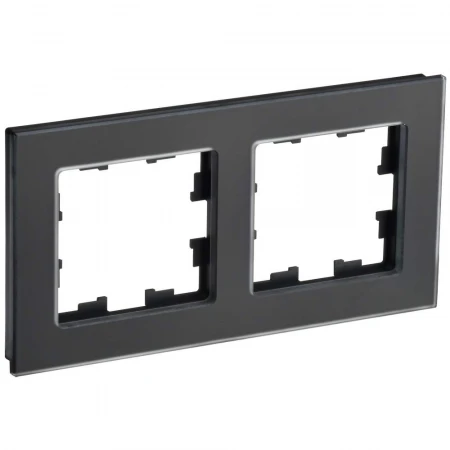BRITE Рамка 2-местная РУ-2-2-Бр стекло черный матовый IEK BR-M22-G-31-K02