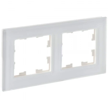 BRITE Рамка 2-местная РУ-2-2-Бр стекло белый матовый IEK BR-M22-G-31-K01
