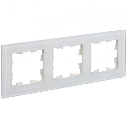 BRITE Рамка 3-местная РУ-3-2-Бр стекло белый матовый IEK BR-M32-G-31-K01