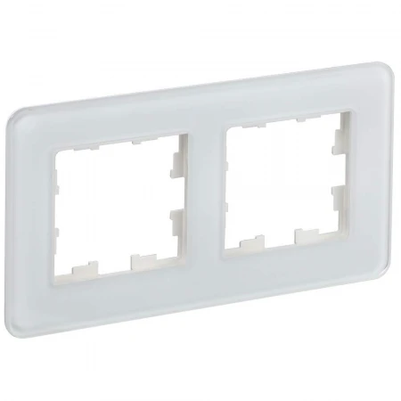 BRITE Рамка 2-местная РУ-2-2-Бр стекло белый RE IEK BR-M22-G-41-K01
