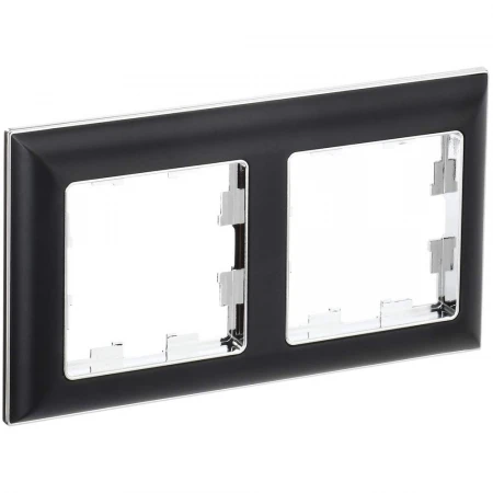 BRITE Рамка 2-местная РУ-2-Бр хром/черный IEK BR-M22-12-2-K23