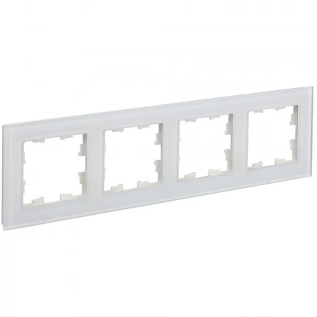 BRITE Рамка 4-местная РУ-4-2-Бр стекло белый матовый IEK BR-M42-G-31-K01